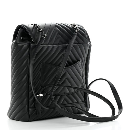 Chanel Calfskin Chevron Quilted Large Urban Spirit Backpack Black 3 of 13