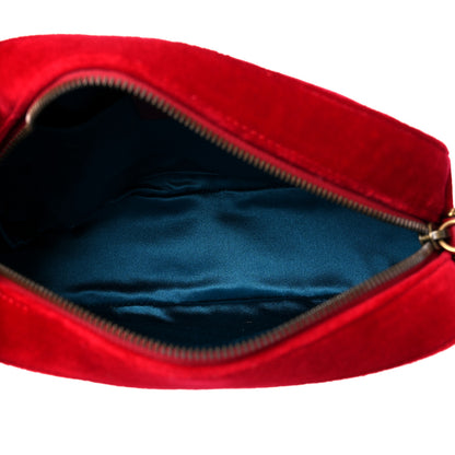 Gucci Velvet Matelasse Small GG Marmont Chain Shoulder Bag Hibiscus Red 5 of 15