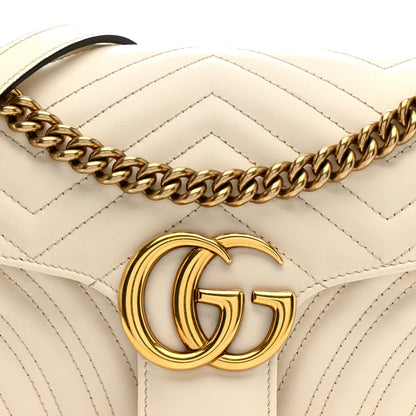 Gucci Calfskin Matelasse Small GG Marmont Shoulder Bag White 8 of 13
