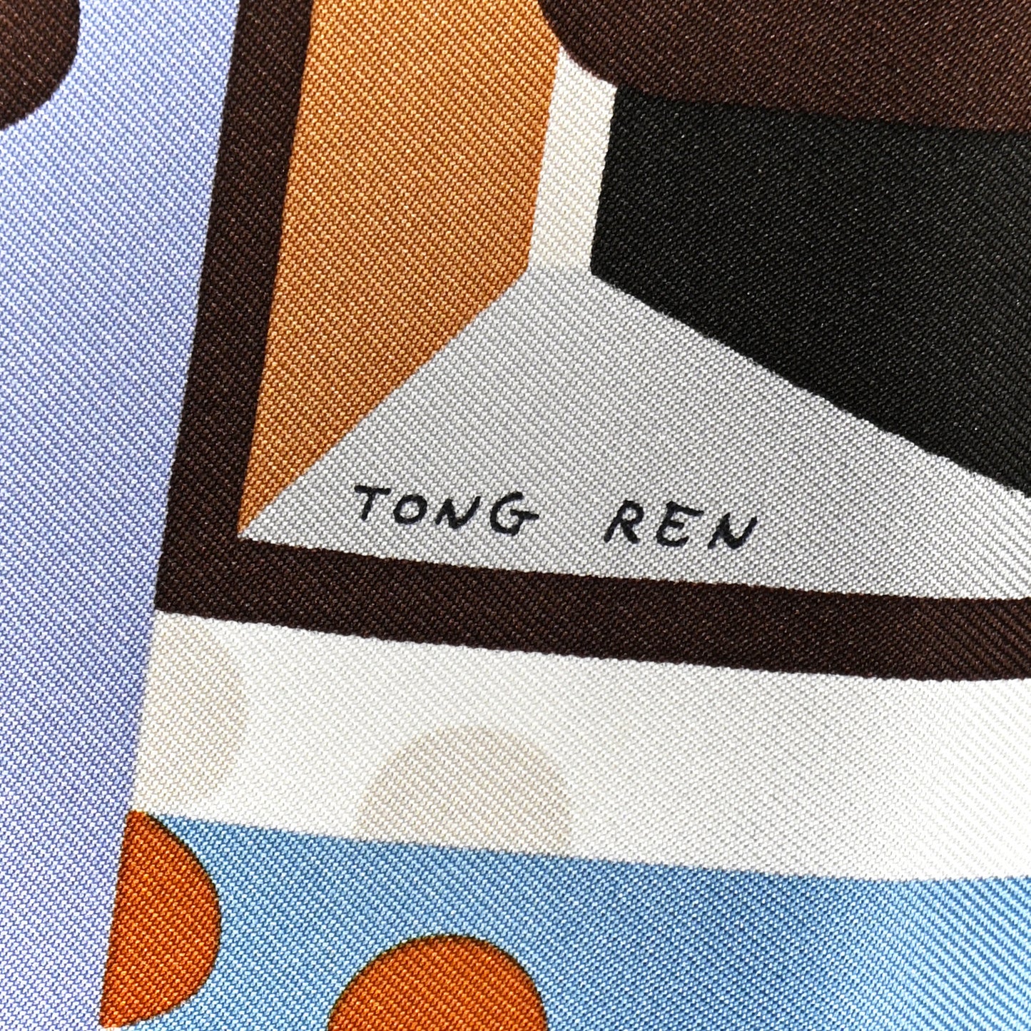 Silk Gavroche Parade En Fanfare Scarf 90 Glycine Vert Cypres Caramel