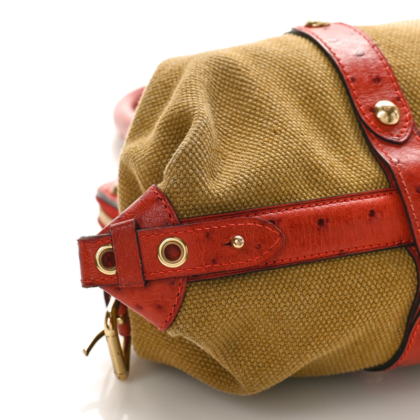 Toile Ostrich Trianon Sac de Nuit GM Olive Rouille