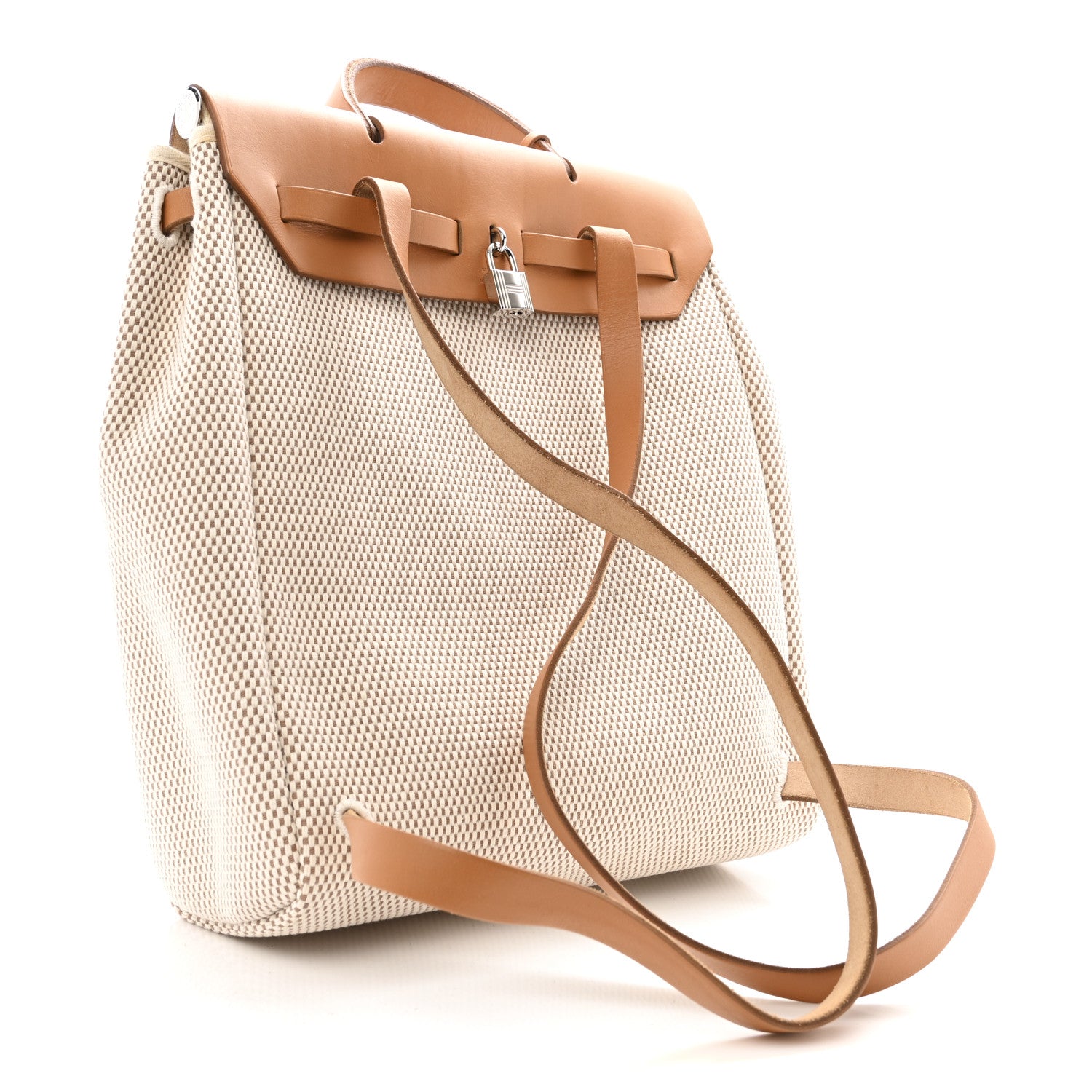 Hermes Toile Vache Calfskin Herbag 30 PM Backpack Natural 4 of 18