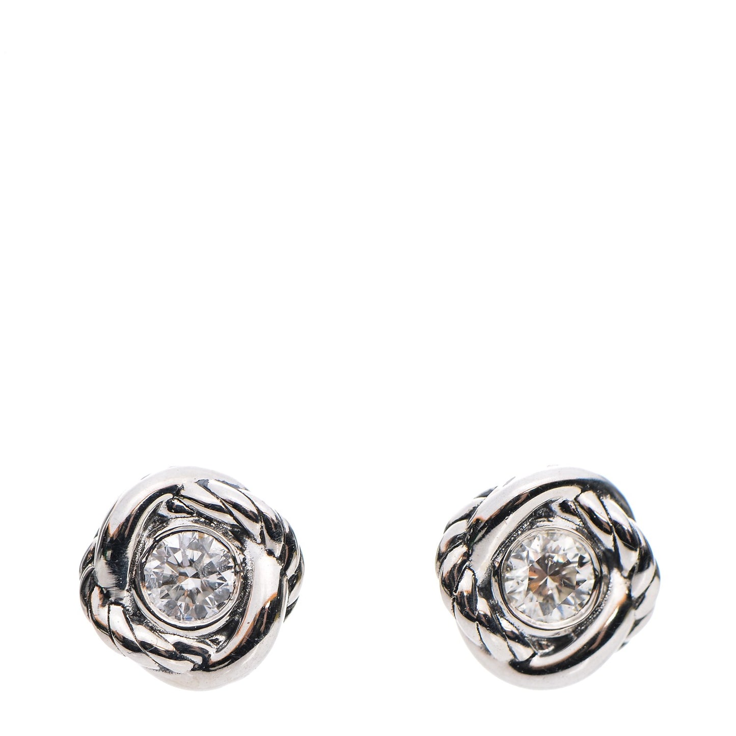 Sterling Silver Diamond 7mm Infinity Stud Earrings