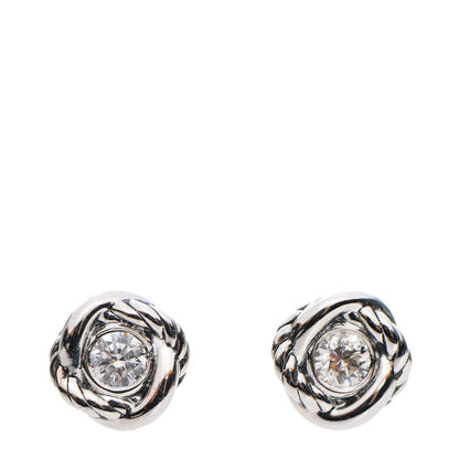 David Yurman Sterling Silver Diamond 7mm Infinity Stud Earrings 1 of 5
