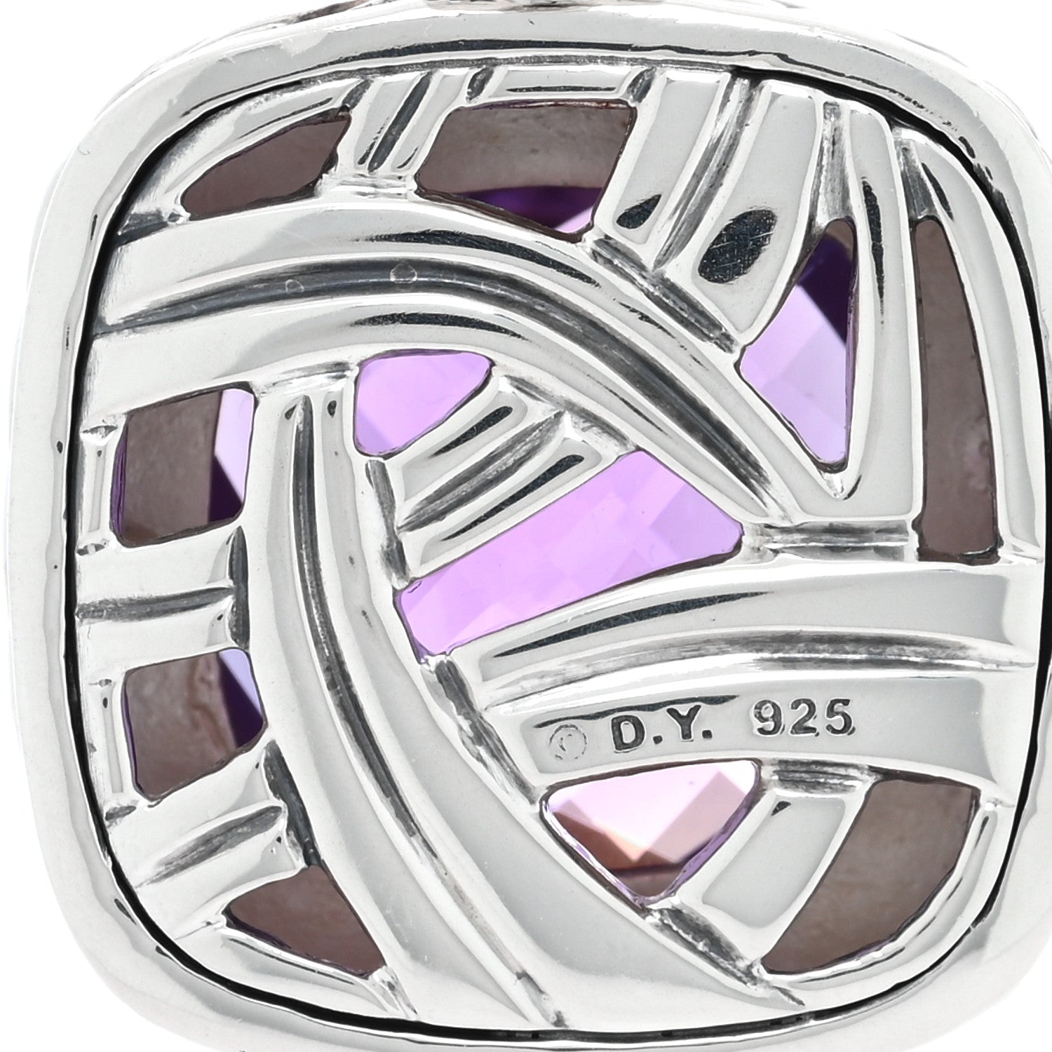 David Yurman Sterling Silver Amethyst 14mm Albion Enhancer Pendant 3 of 3