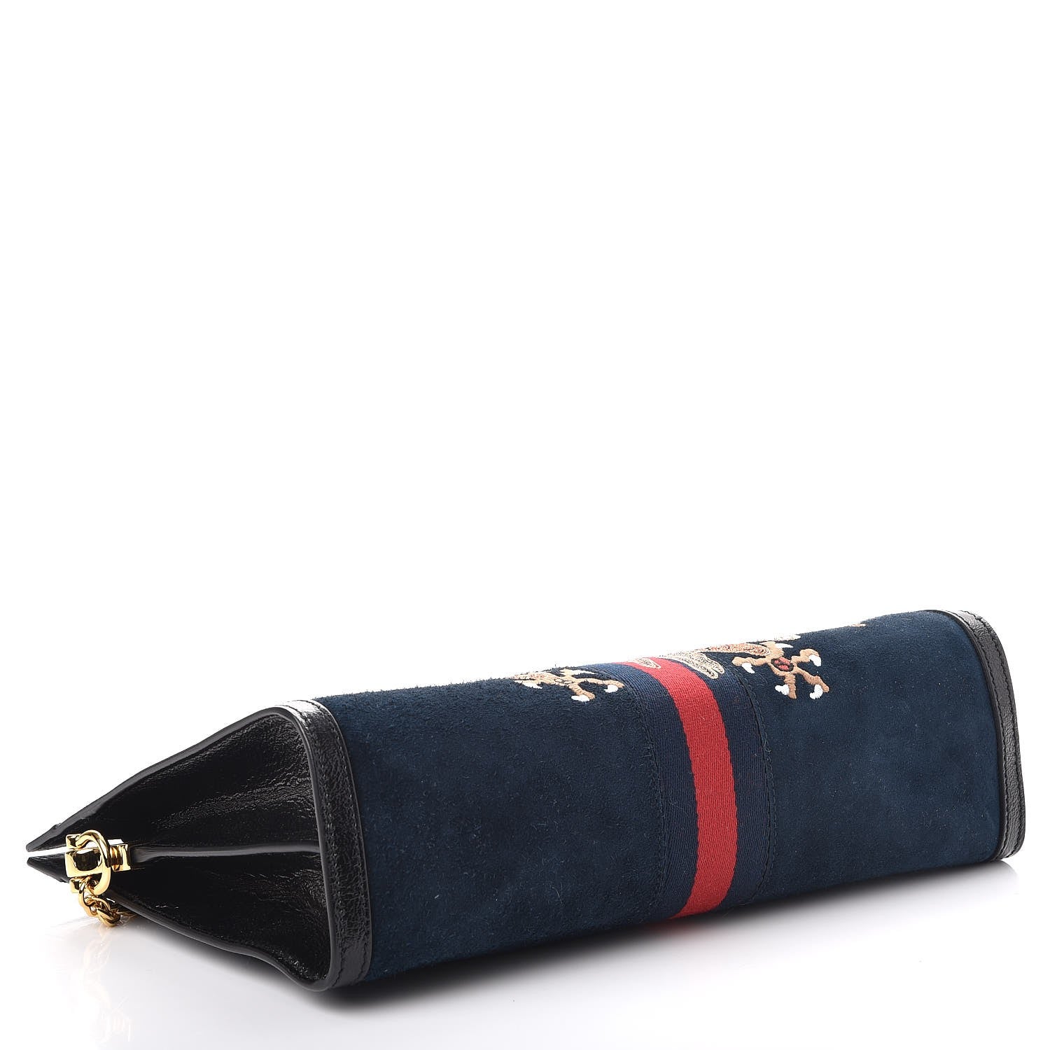 Gucci Suede Patent Web Dragon Embroidered Medium Ophidia Chain Shoulder Bag Blue Multicolor Black 4 of 7
