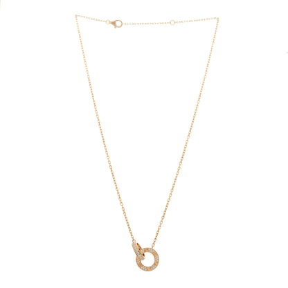 Cartier 18K Pink Gold Diamond Interlocking LOVE Paved Necklace 3 of 7