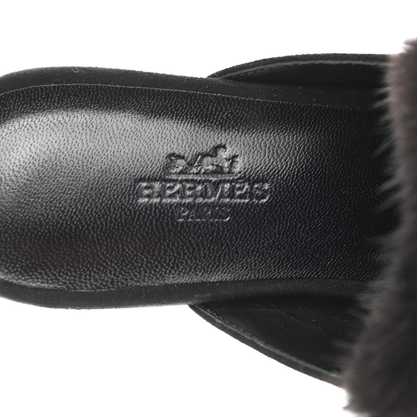 Mink Fur Suede Goatskin Trocadero Mule 36 Black