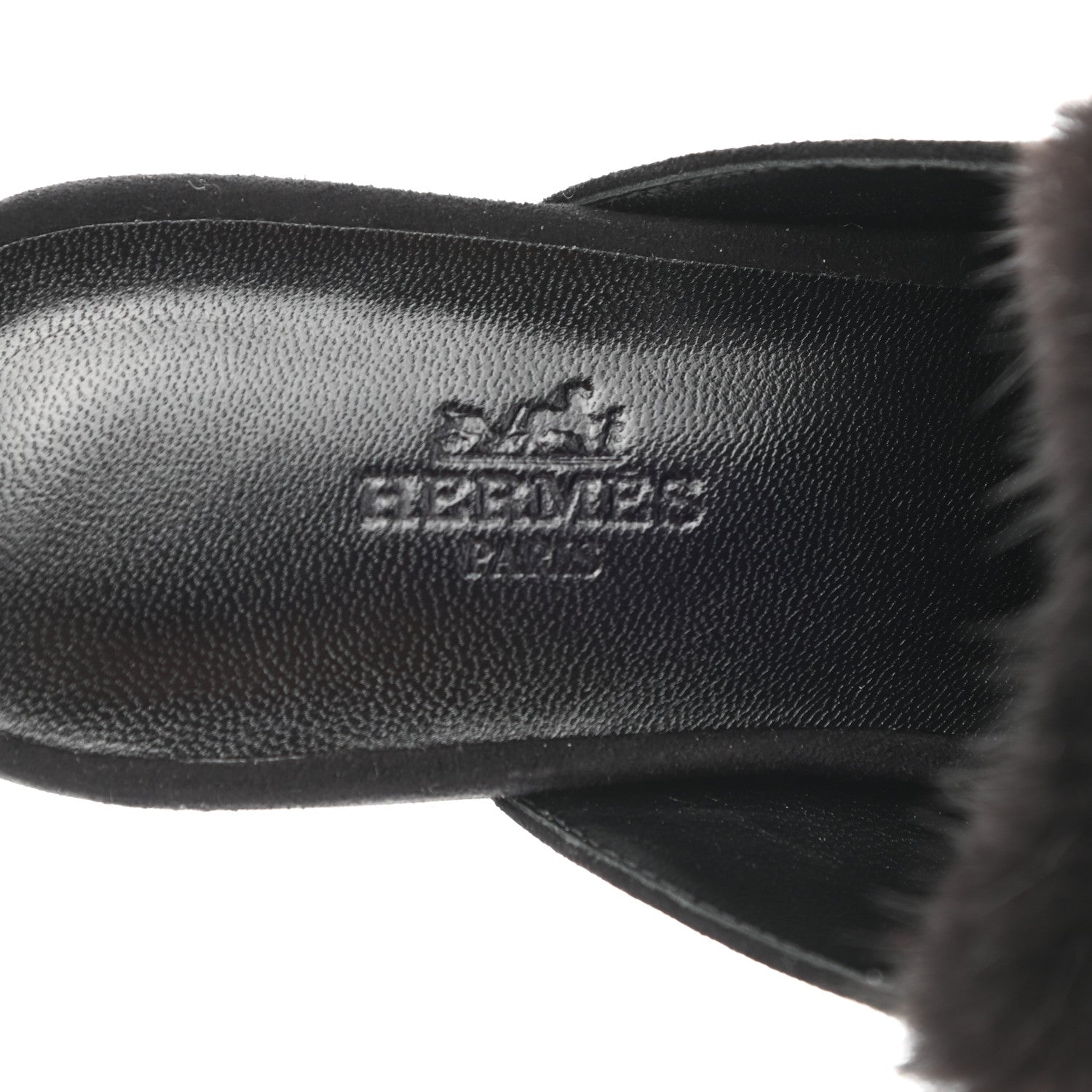 Hermes Mink Fur Suede Goatskin Trocadero Mule 36 Black 7 of 8