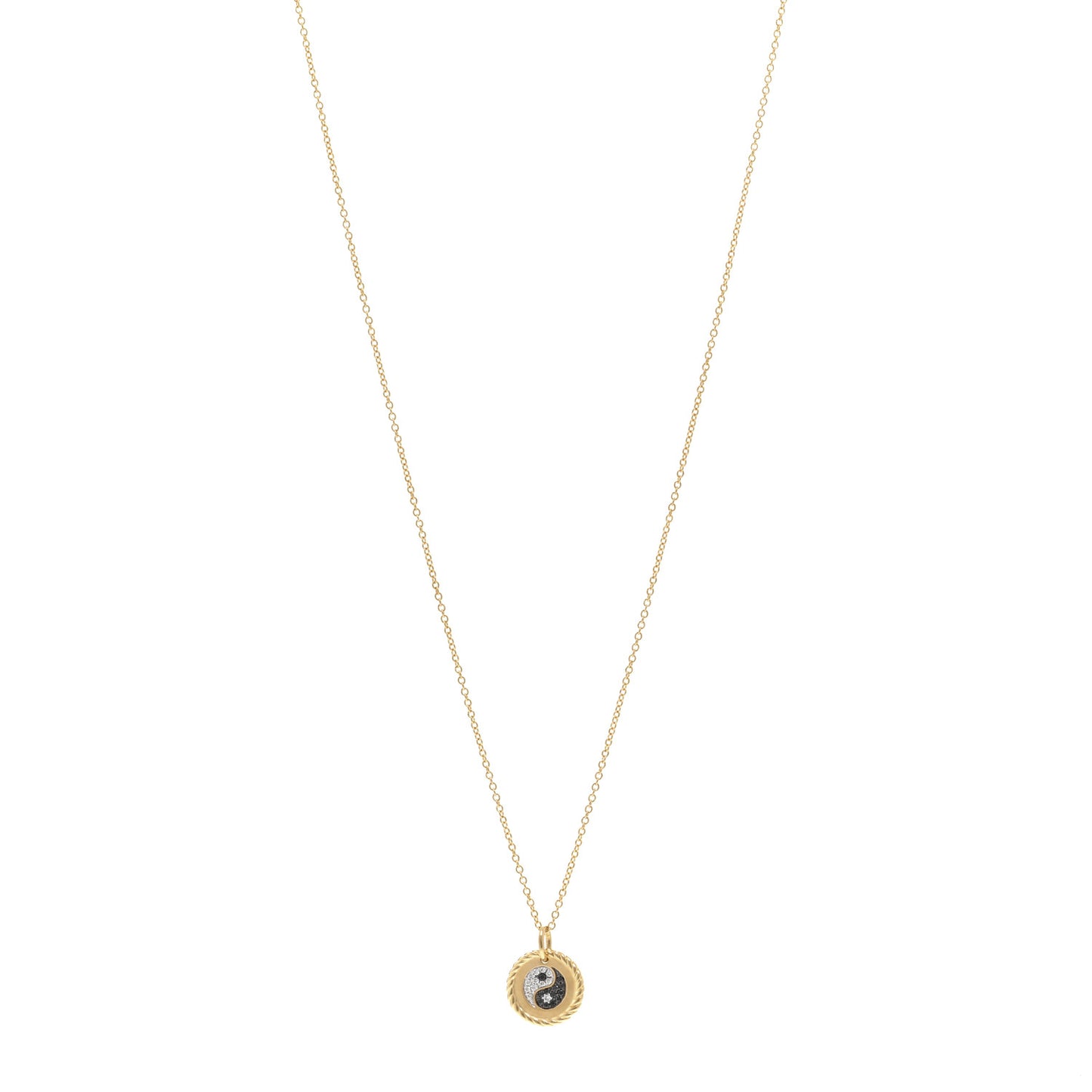 18K Yellow Gold Diamond Black Diamond Yin Yang Pendant Necklace