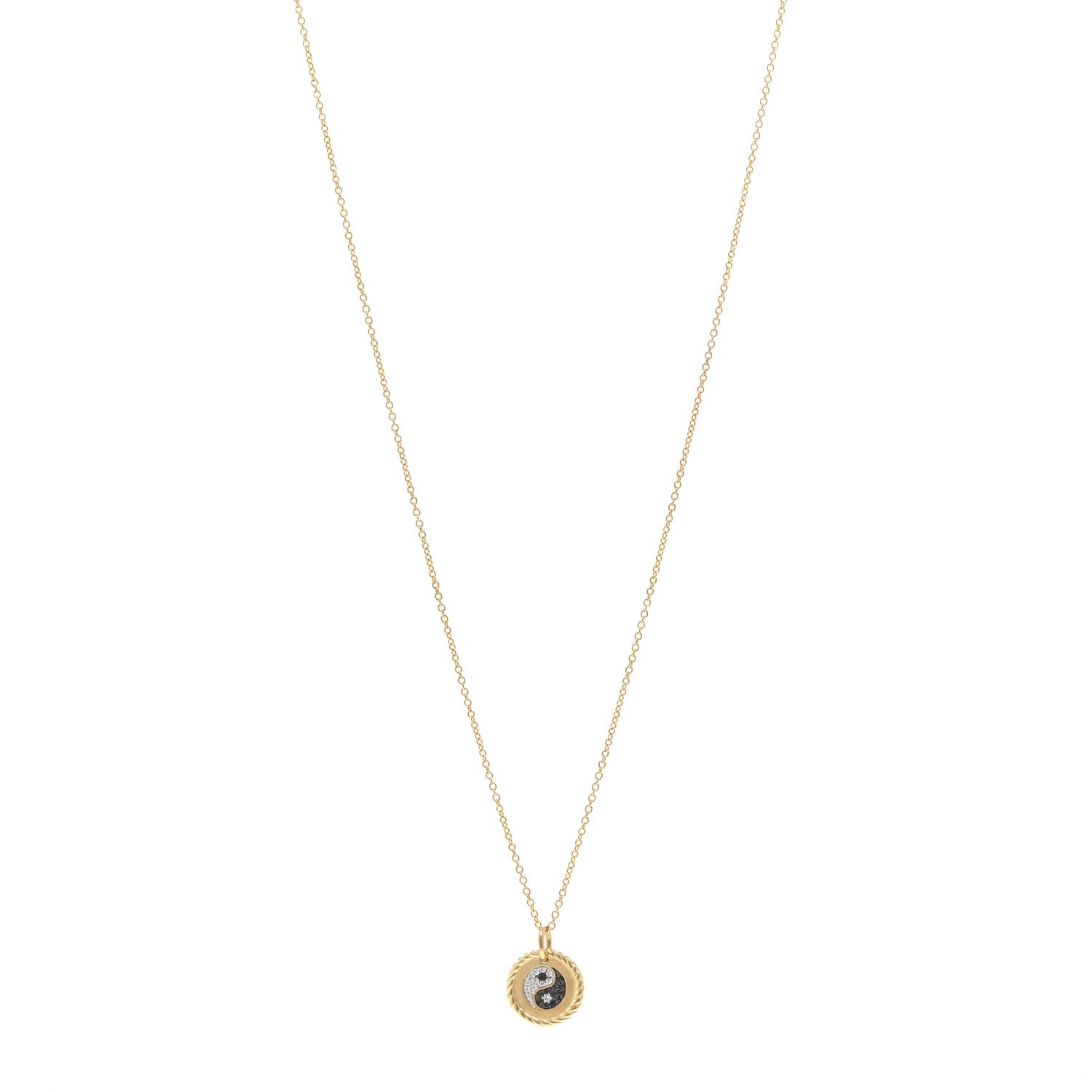 David Yurman 18K Yellow Gold Diamond Black Diamond Yin Yang Pendant Necklace 1 of 5