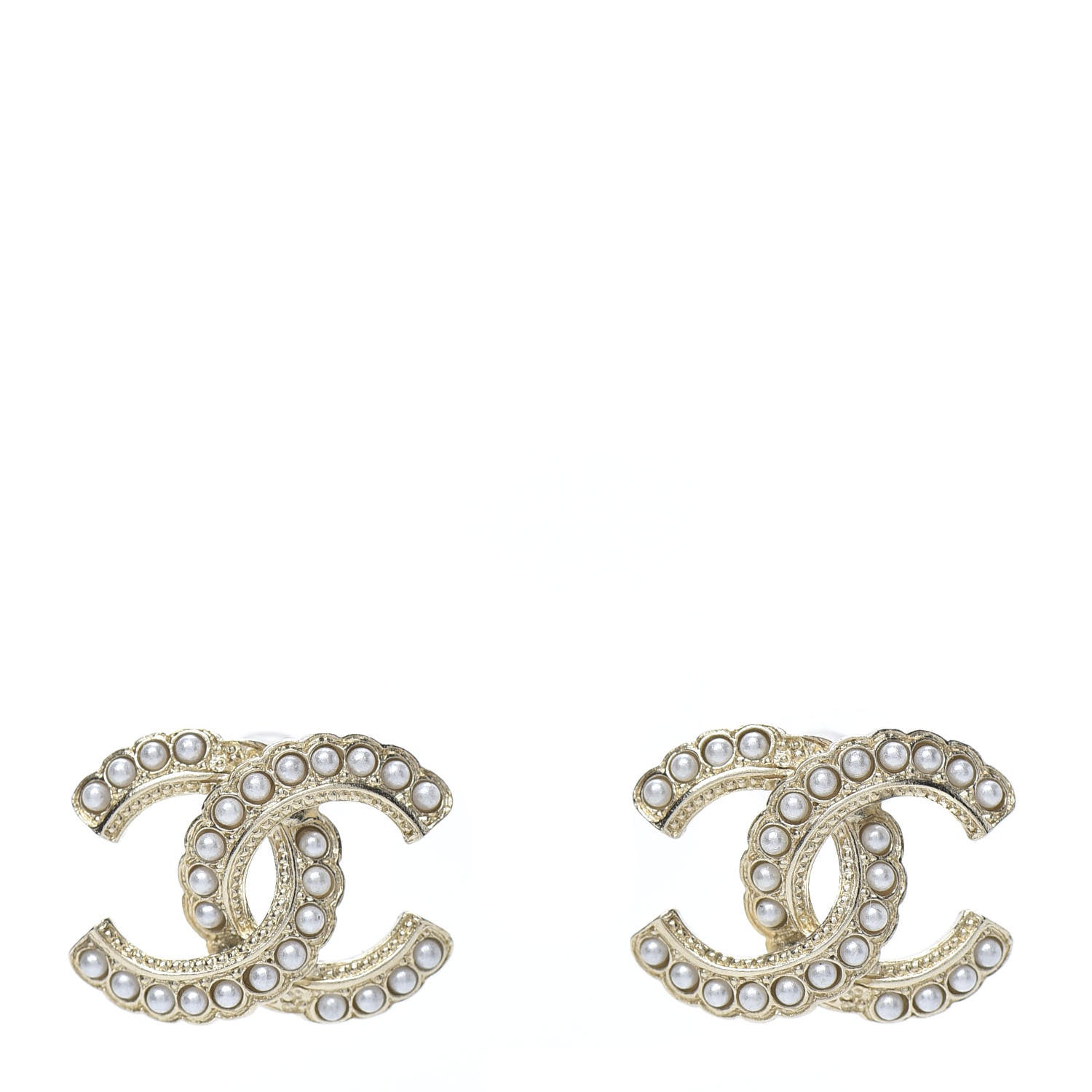 Chanel Pearl Queen of France CC Earrings Gold 1 of 5