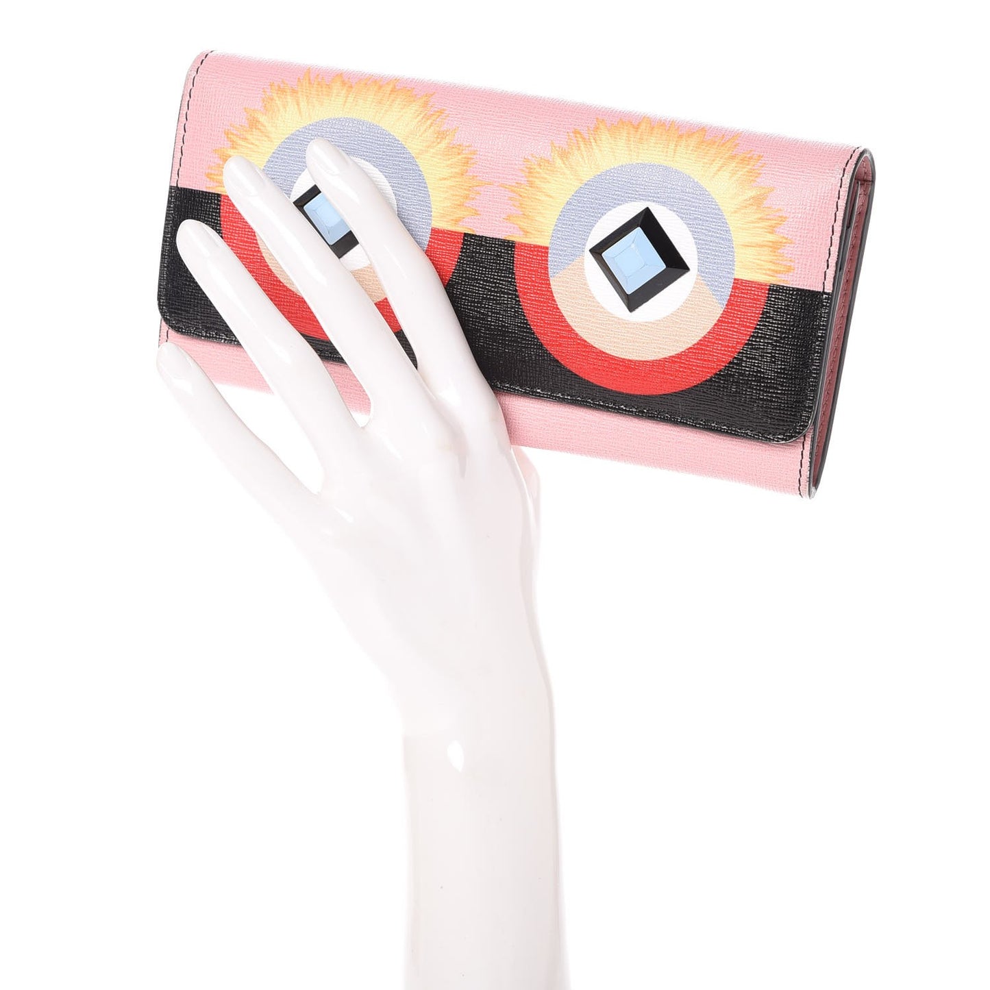 Vitello Elite Century Hypnoteyes Studded Continental Wallet Bubblegum Multicolor
