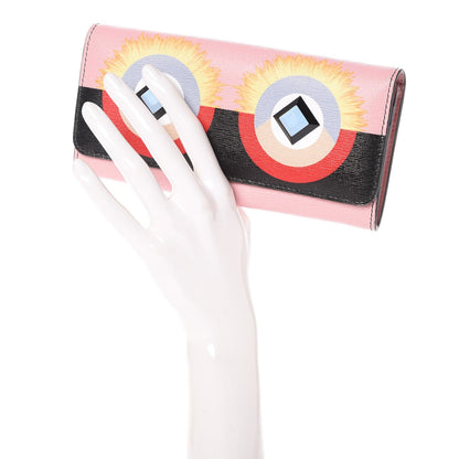 Fendi Vitello Elite Century Hypnoteyes Studded Continental Wallet Bubblegum Multicolor 2 of 8