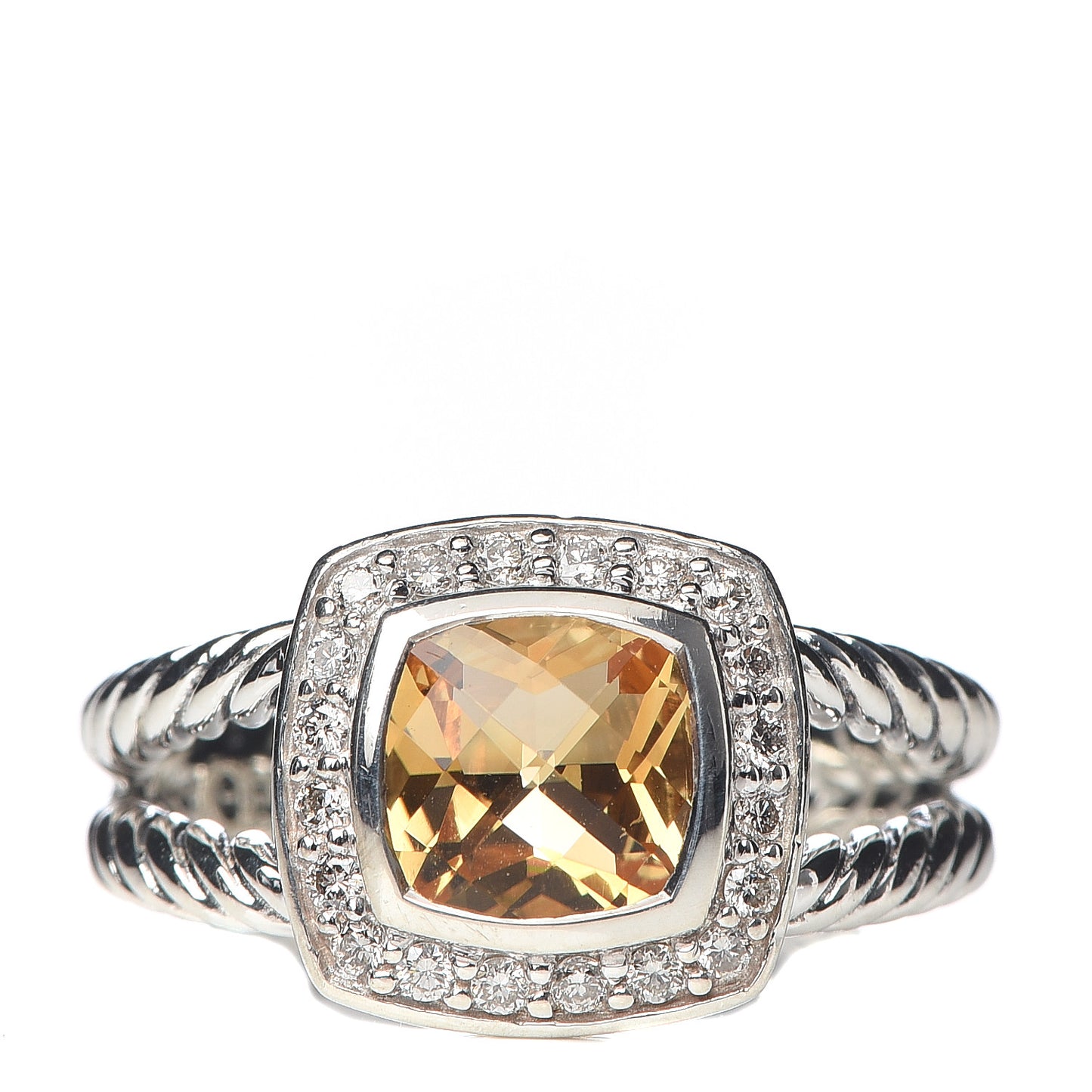 Sterling Silver Diamond Citrine 7mm Petite Albion Ring 53 6.25