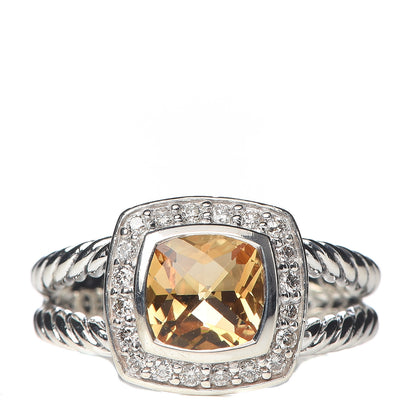 David Yurman Sterling Silver Diamond Citrine 7mm Petite Albion Ring 53 6.25 1 of 5