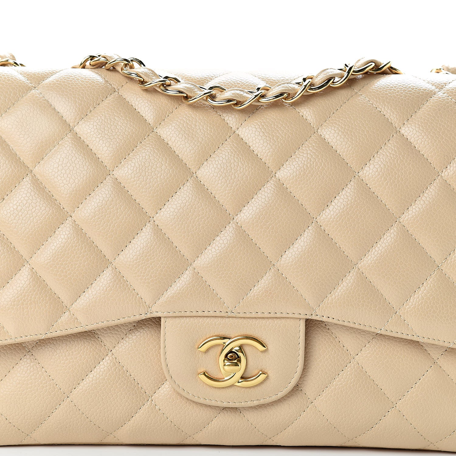 Chanel Caviar Quilted Jumbo Single Flap Beige Clair 8 of 11