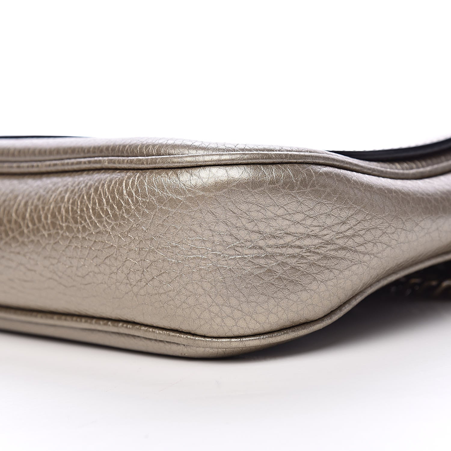 Gucci Metallic Pebbled Calfskin Medium Soho Flap Crossbody Golden Beige 10 of 11
