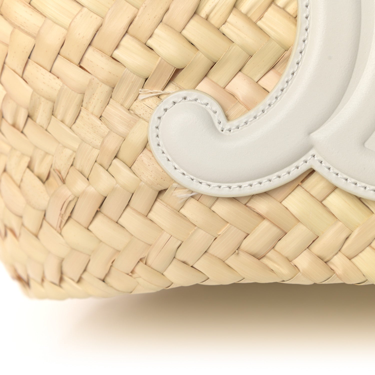 Celine Raffia Calfskin Triomphe Teen Panier White 11 of 11