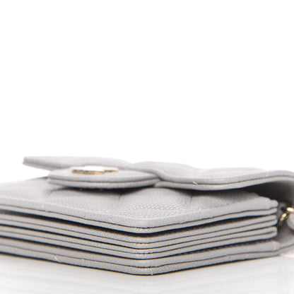 Chanel Caviar Quilted Flap Card Holder On Chain Grey 7 of 11