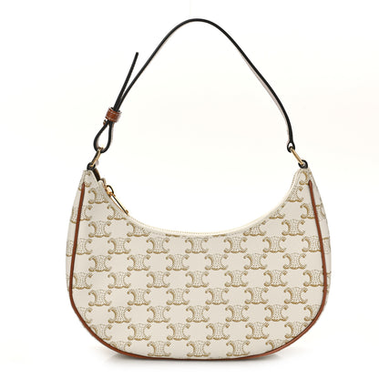 Celine Canvas Calfskin Ava Triomphe Shoulder Bag White 1 of 9