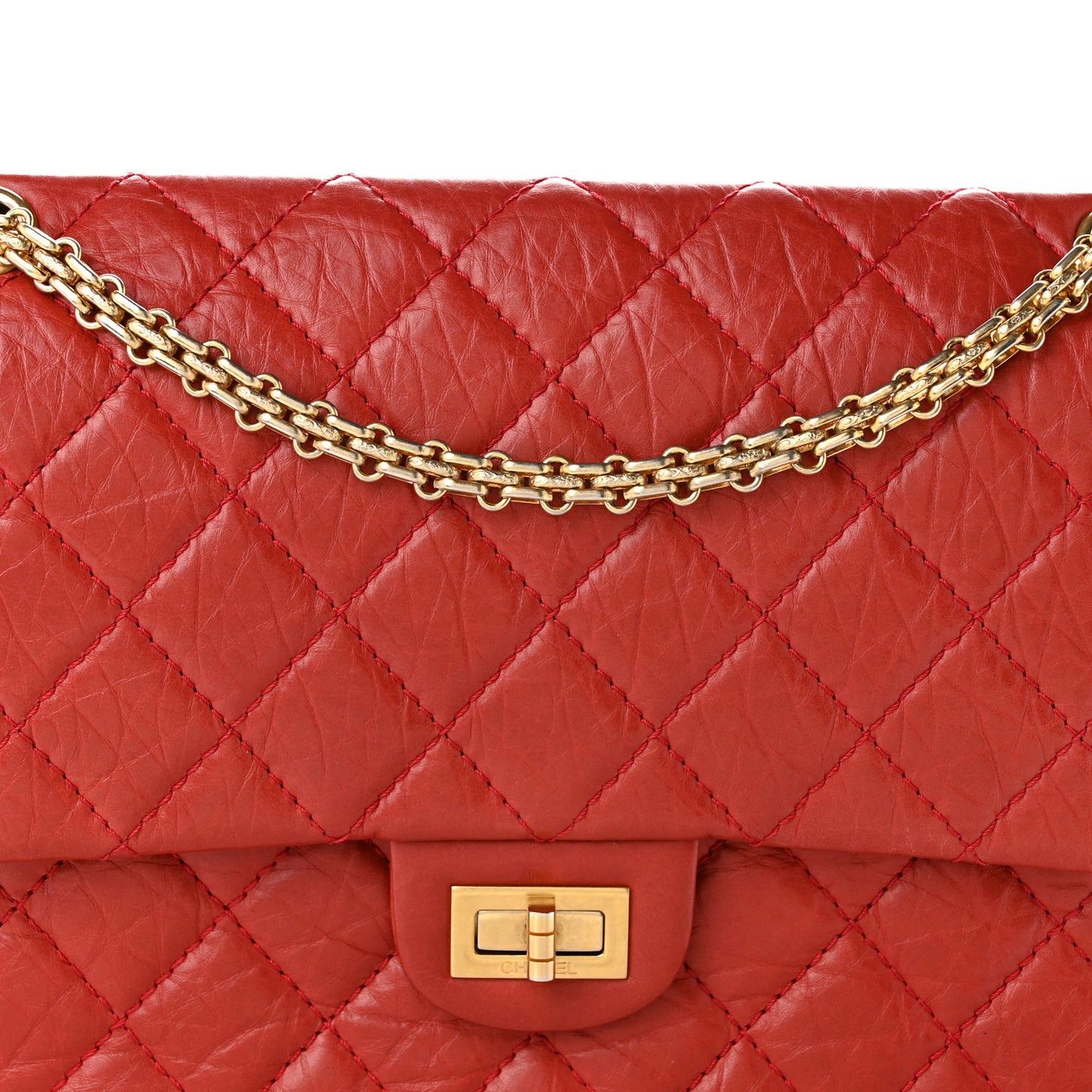 Aged Calfskin Quilted 2.55 Reissue 226 Flap Red