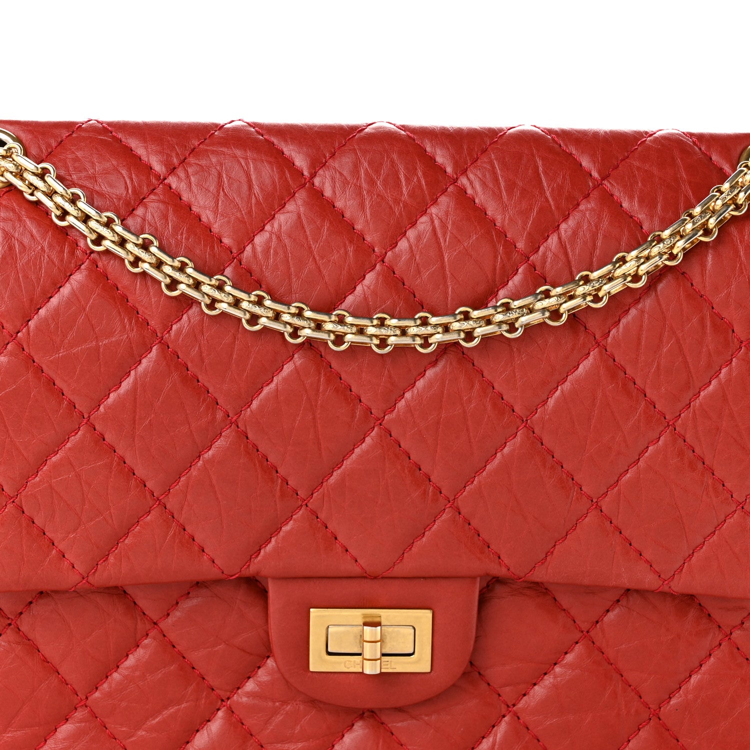 Chanel Aged Calfskin Quilted 2.55 Reissue 226 Flap Red 8 of 10