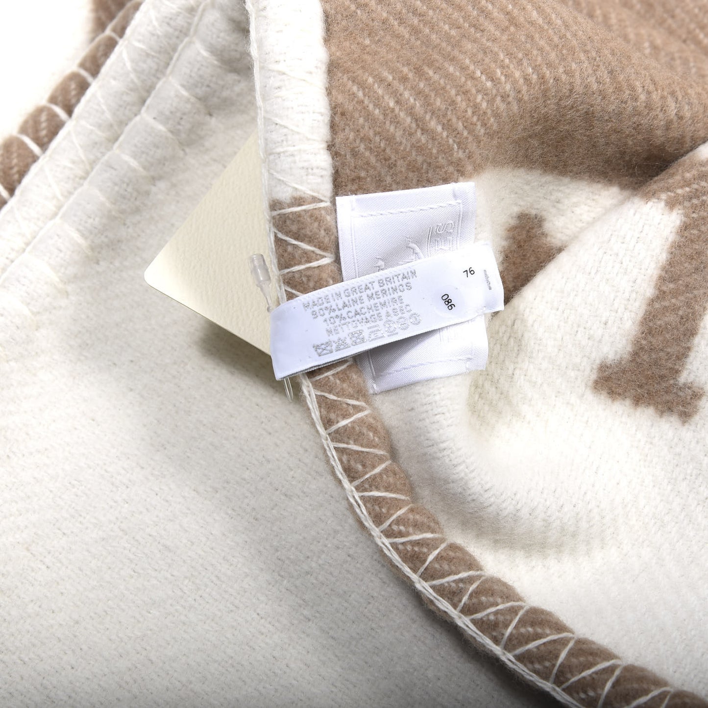 Wool Cashmere Avalon Baby Blanket Noisette Moyen White