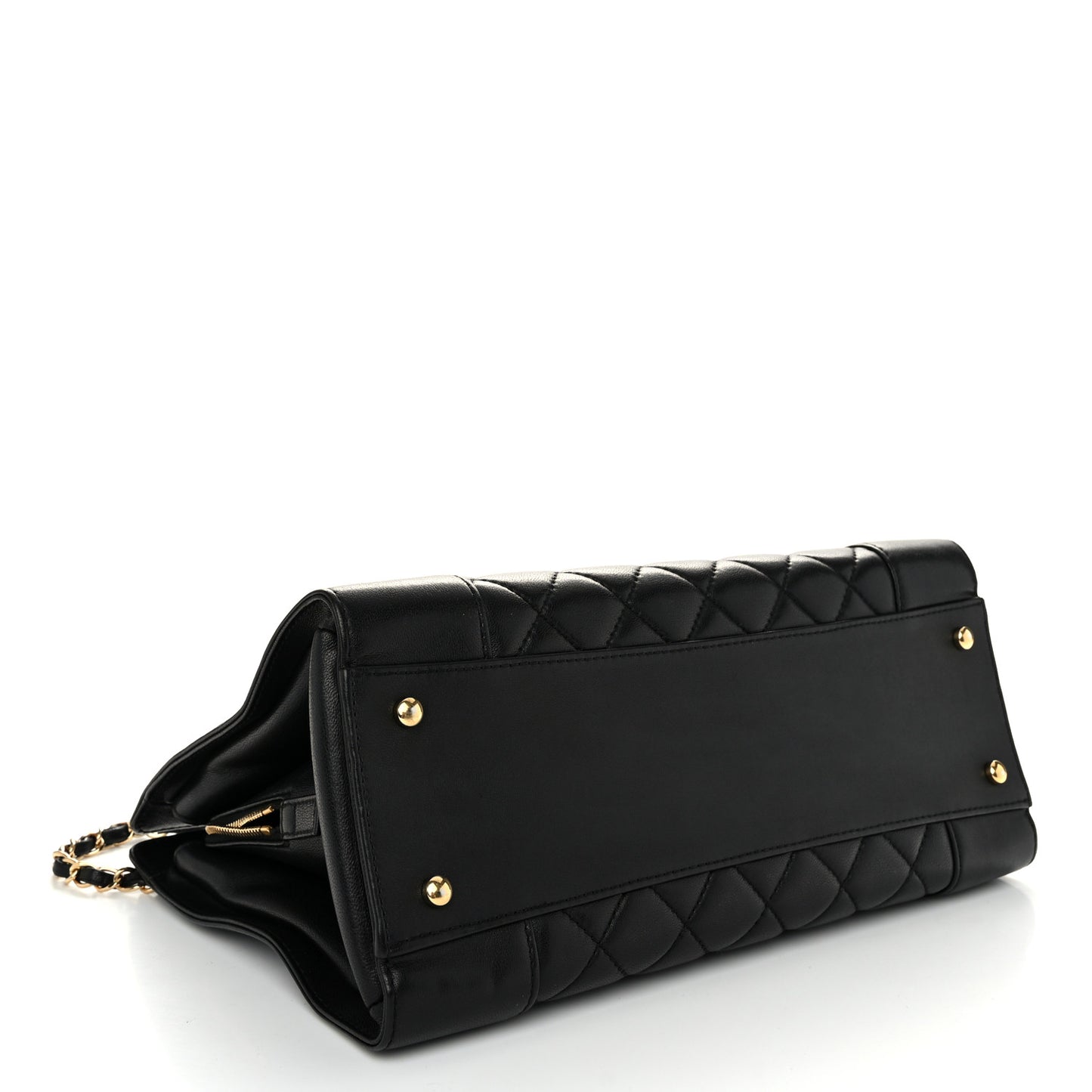 Sheepskin Quilted Mademoiselle Vintage Shopping Tote Black