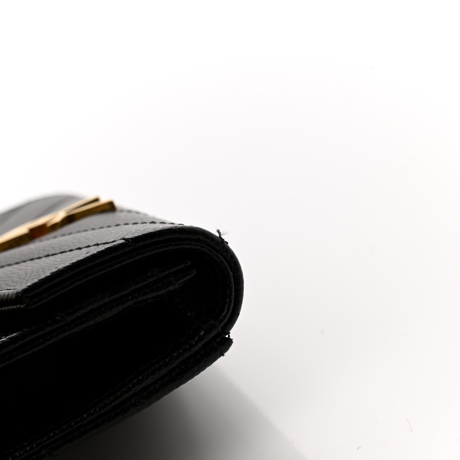 Saint Laurent Grain De Poudre Matelasse Chevron Small Monogram Envelope Wallet Black 8 of 9