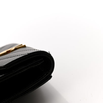 Saint Laurent Grain De Poudre Matelasse Chevron Small Monogram Envelope Wallet Black 8 of 9