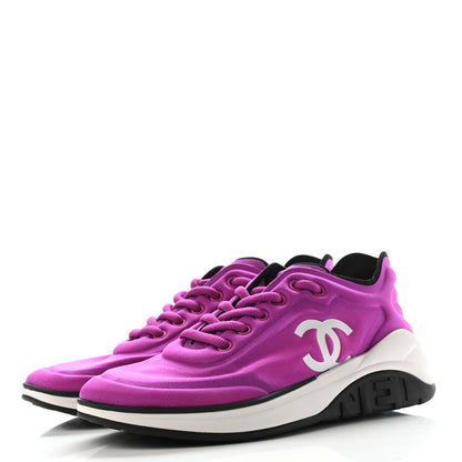 Chanel Calfskin Mesh Lycra Sneakers 37 Dark Pink 3 of 7