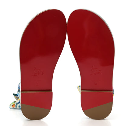 Christian Louboutin Nappa Crepe Satin Spetsos Flat Sandals 37 Bianco Multicolor 5 of 10