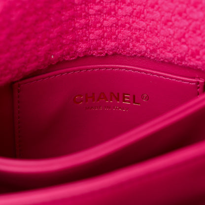 Chanel Cashmere Tweed Quilted Mini Bijoux Flap Fuchsia 7 of 10