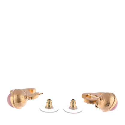 Chanel Crystal Pearl CC Drop Earrings Pink Gold 4 of 5
