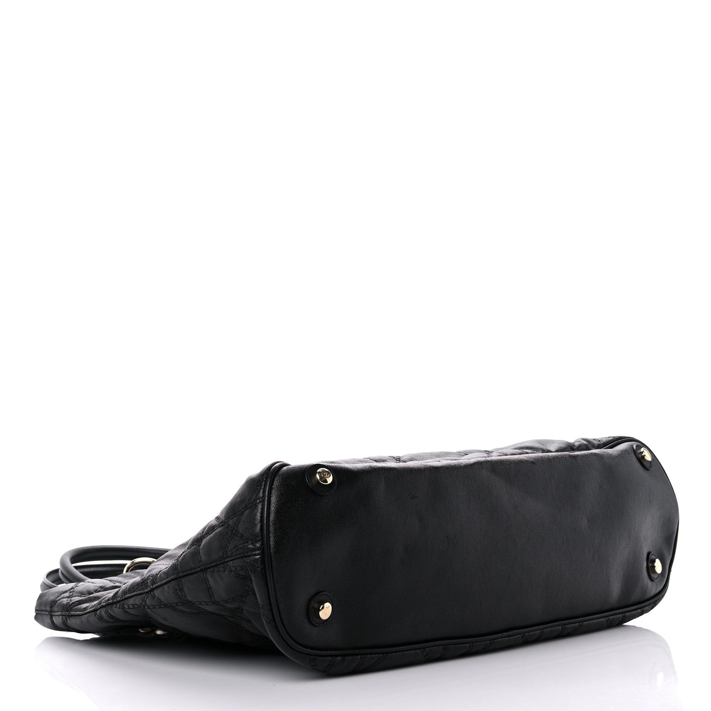 Coated Canvas Cannage Large Dior Soft Shopping Tote Black