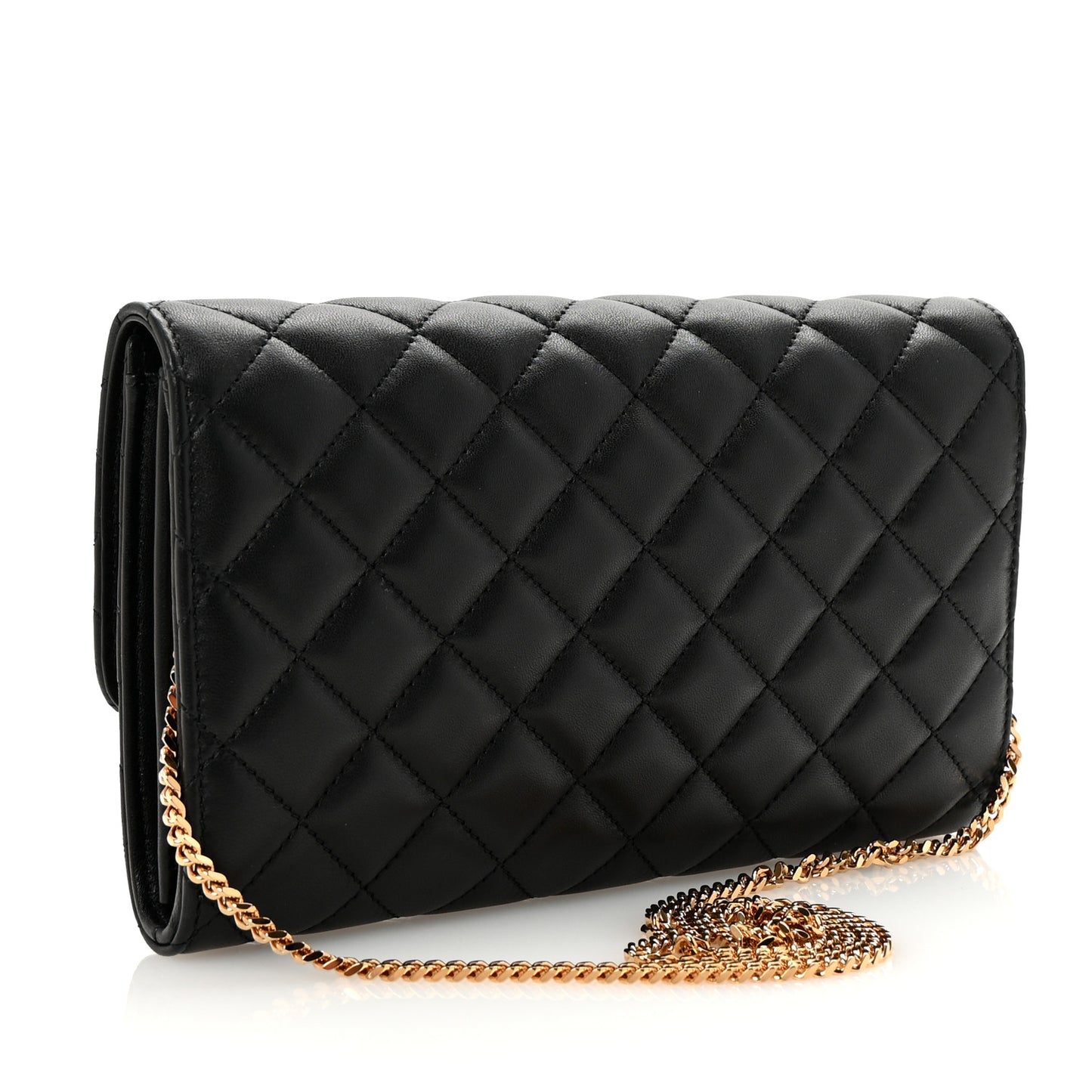 Lambskin Quilted Medusa Wallet On Chain Crossbody Black