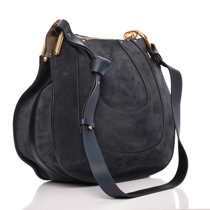 Chloe Calfskin Suede Small Hayley Hobo Silver Blue 3 of 9