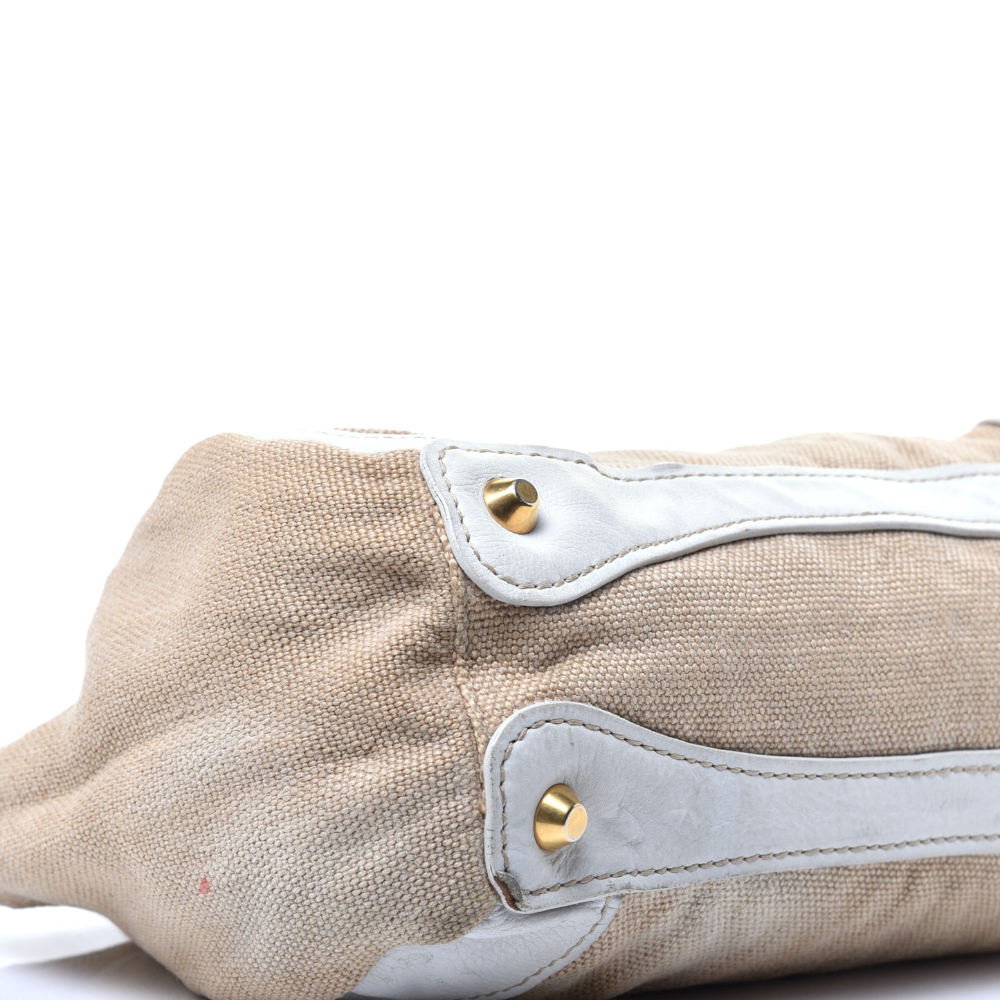 Canvas Calfskin Shoulder Bag Naturale