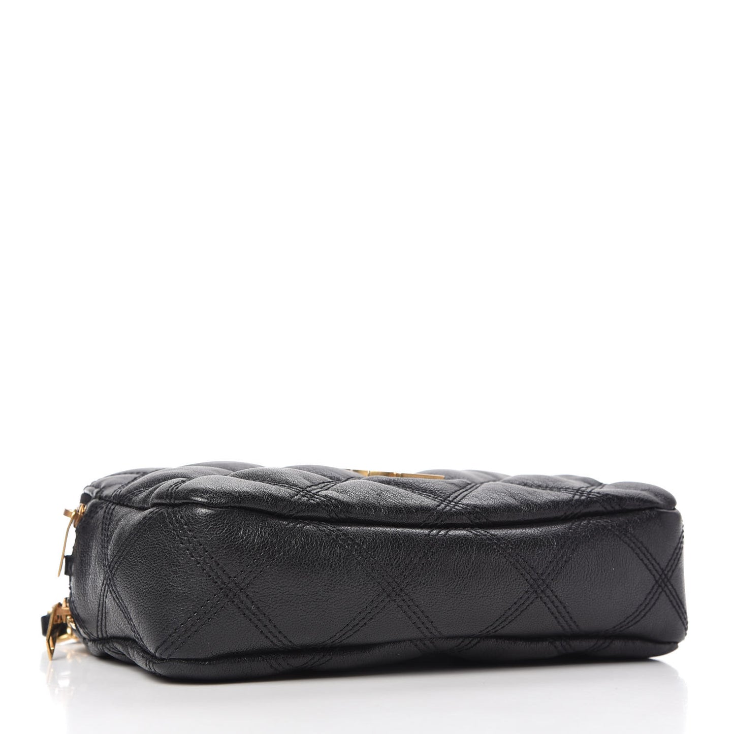 Grained Lambskin Quilted Mini Becky Double Zip Bag Black