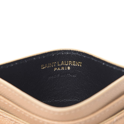 Saint Laurent Grain De Poudre Matelasse Chevron Monogram Credit Card Case Cork 5 of 7