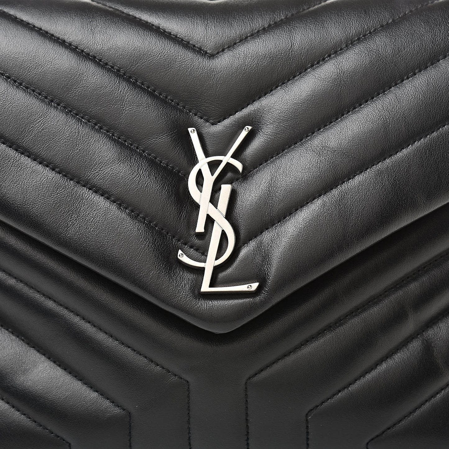 Calfskin Y Quilted Monogram Medium Loulou Chain Satchel Black
