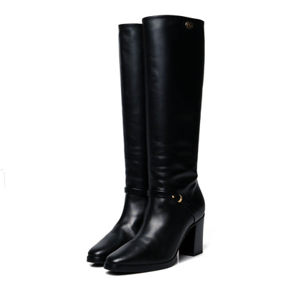 Gucci Calfskin Double G Knee High Boots 38 Black 3 of 7