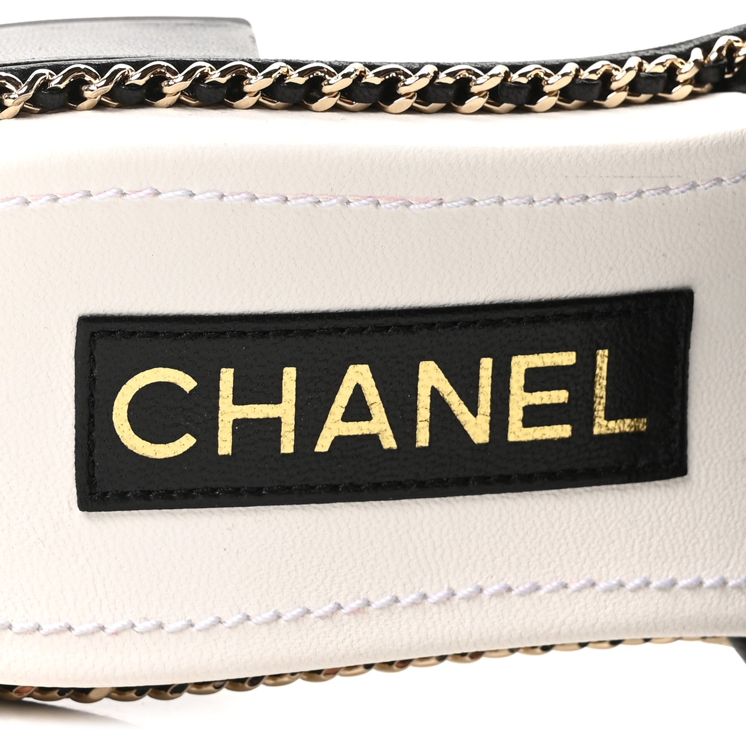 Chanel Lambskin Quilted CC Chain Mules 35 Black White 1836874
