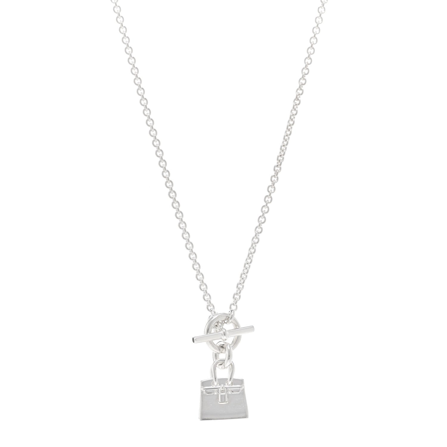 Hermes Sterling Silver Birkin Amulette Pendant Necklace 1 of 4