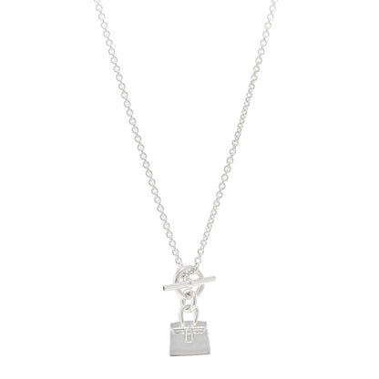 Hermes Sterling Silver Birkin Amulette Pendant Necklace 1 of 4