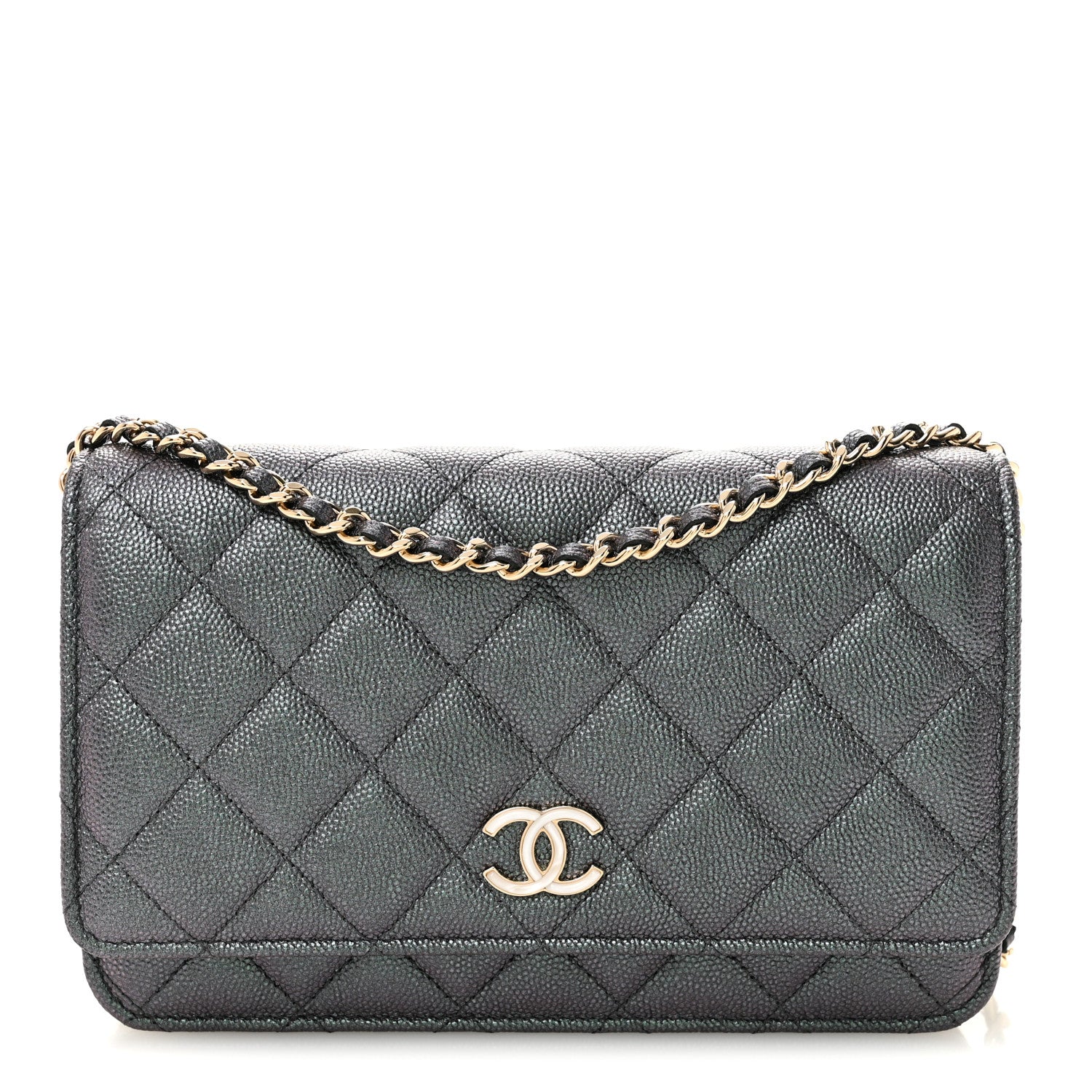 Chanel Iridescent Caviar Quilted Wallet On Chain WOC Green 1 of 10