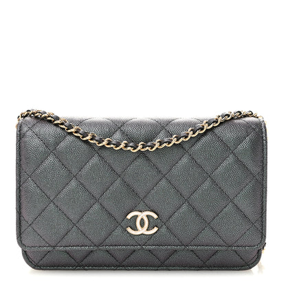 Chanel Iridescent Caviar Quilted Wallet On Chain WOC Green 1 of 10