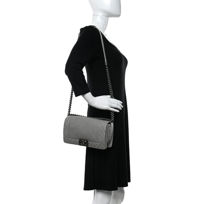 Chanel Calfskin Medium Boy Reverso Flap Light Grey 2 of 12