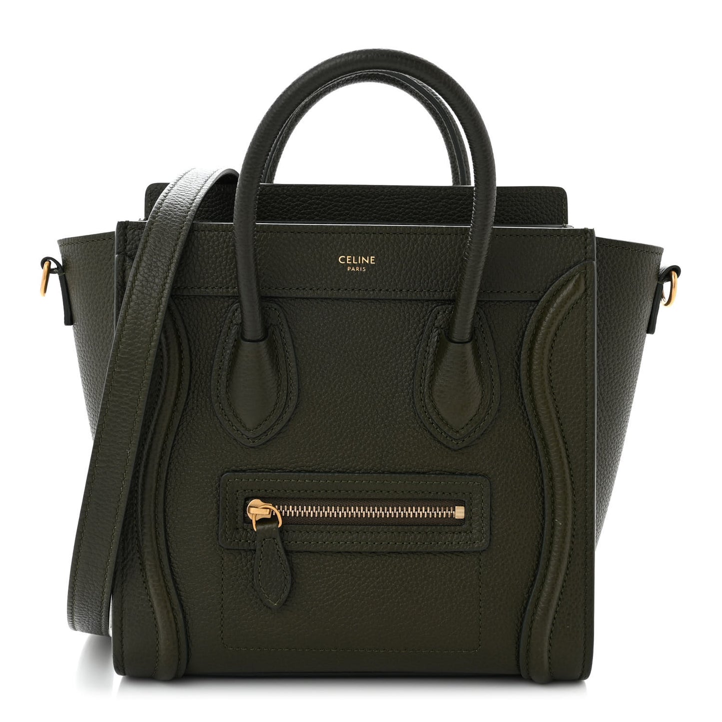 Drummed Calfskin Nano Luggage Khaki